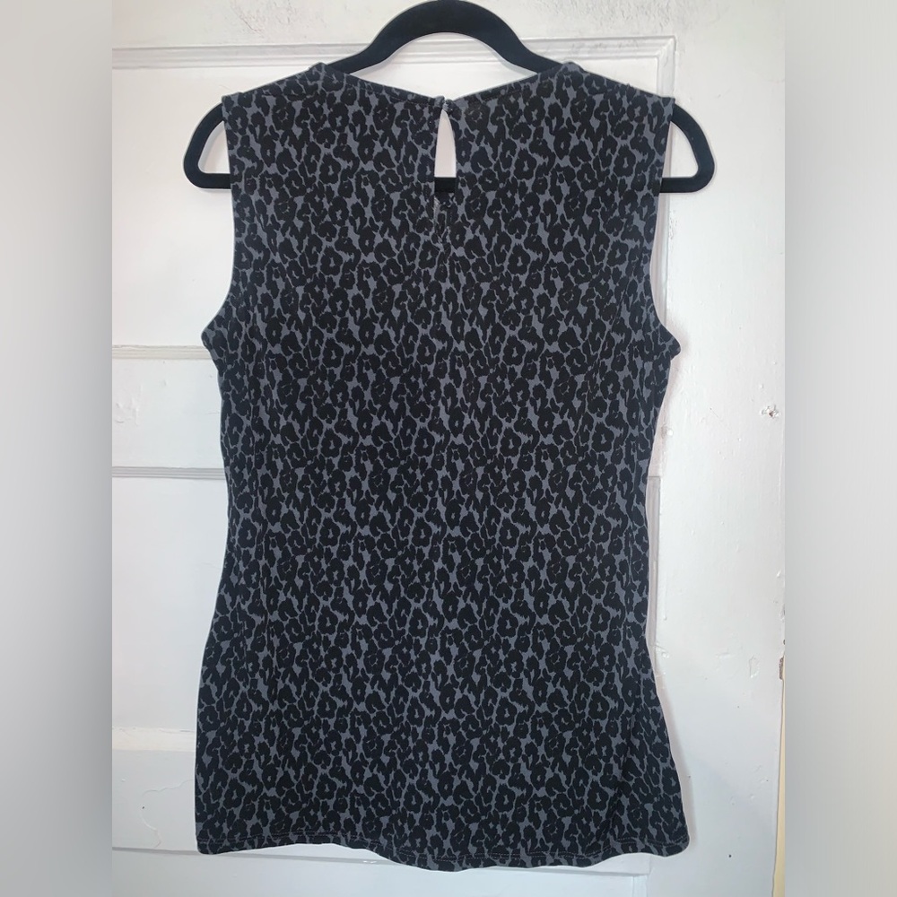 41 hawthorn black and gray leopard print sleeveless blouse size large - Picture 5 of 6